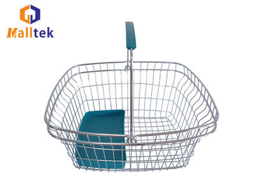 Zinc/Chrome Plating Cosmetics Shop Wire Metal Grocery Shopping Basket With Plastic Tray