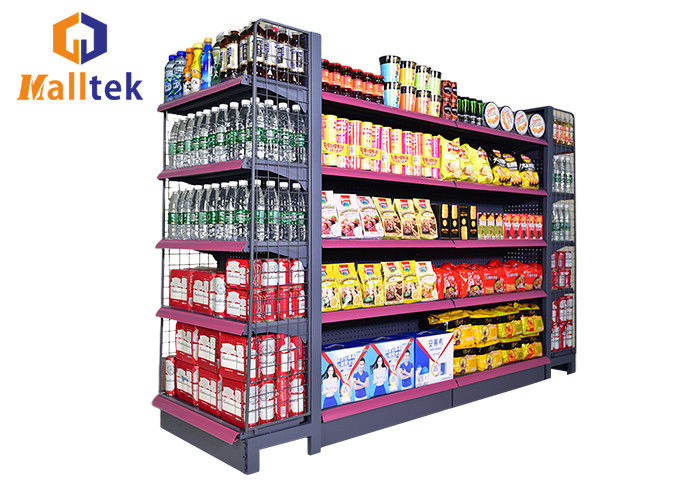 Double Sided Grocery Store Retail Display Stand Racks Supermarket Steel