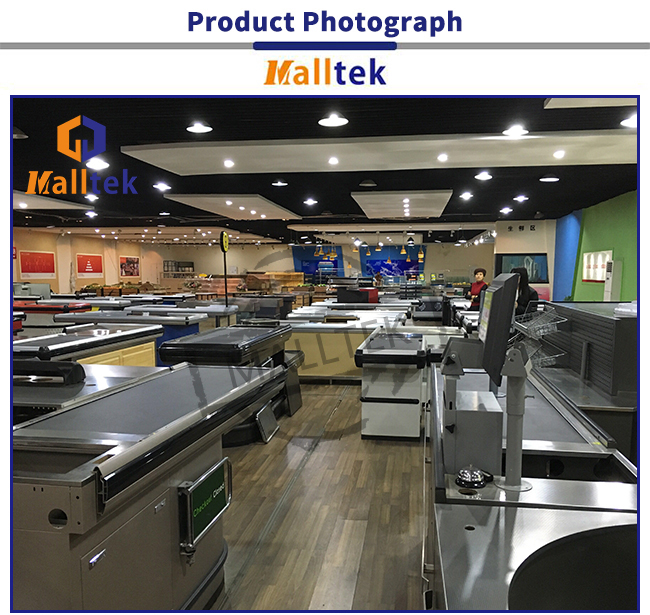 Aluminum Alloy Grocery Store Checkout Counter Flexible With Conveyor Belt