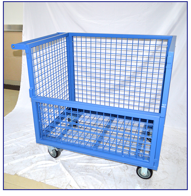 Heavy Duty Storage Supermarket Roll Cages Galvanized Wire Mesh Steel Metal