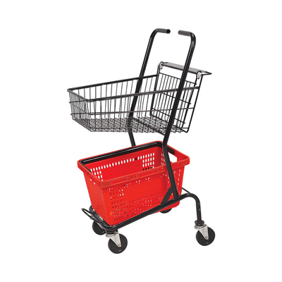 2 Layer Supermarket Shopping Trolley For Grocery 100KG Loading