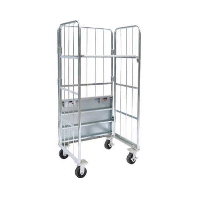 Fold Up Supermarket Mesh Roll Container Trolley 500KGS Customized Color