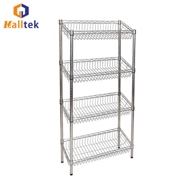 Stainless Steel Chrome Plated 4 Layers Wire Shelf Adjustable For Kitchen