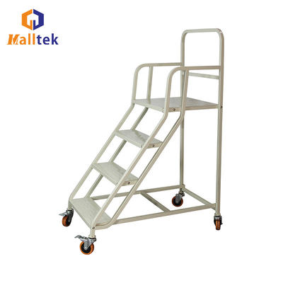 4 Steps Metal Ladder Trolley Cart With Wheels For Warehouse