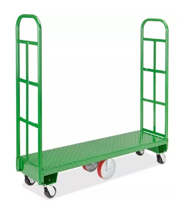 Heavy Capacity Loading U Boat Platform Cart With Diamond Tread Deck, 6 Wheels Detachable Container