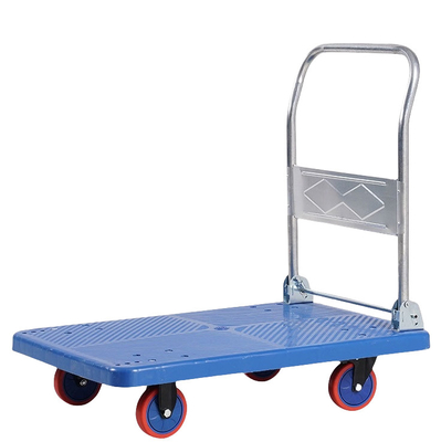 Industrial Heavy Duty Flat Hand Push Trolley Folded Shopping Cart For Warehouse