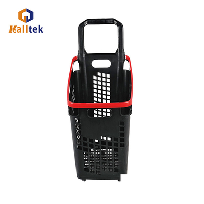 Customized Logo Plastic 4 Wheels Supermarket Store Basket Trolley