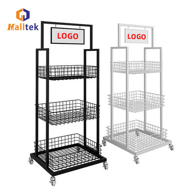 Customized Advertising Poster Supermarket Promotion Mesh Cage With Wheels