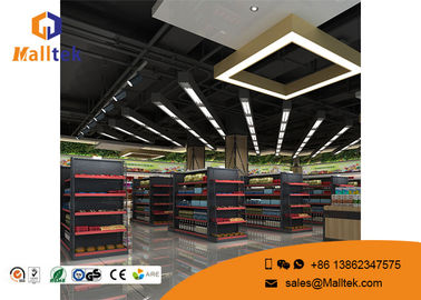 Metallic Material Gondola Store Shelving Floor Standing With Front And Side Fence