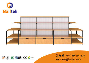 Customized Wooden Retail Displays Wooden Display Wall Shelves Stainless Steel Frame