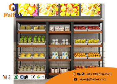 Eco - Friendly Wood Gondola Shelving Wooden Shop Shelving Customized Color