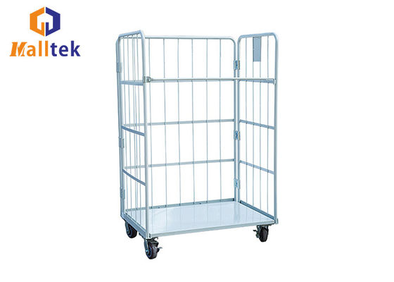 Foldable Supermarket 500kgs Mesh Roll Container Trolley