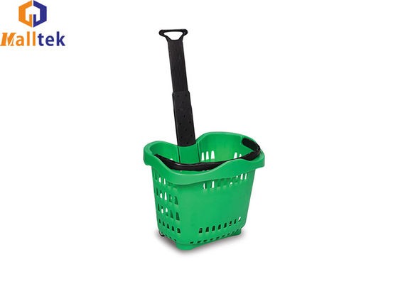 Stackable Aluminum Handle wheeled Supermarket Shopping Basket