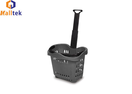 Convenience Store folding Rolling Shopping Baskets With 2 Wheels