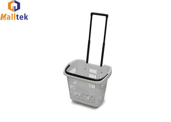 30L HDPP Wheeled Grocery Basket With Telescopic Handle