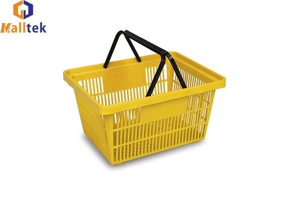 Hypermarket Stackable Resilient Plastic Double Handle Basket