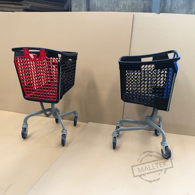 100L Plastic Square Supermarket Shopping Trolley With PU Wheels