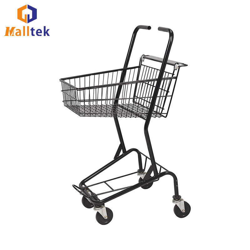 2 Layer Supermarket Shopping Trolley For Grocery 100KG Loading