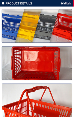 Colourful Plastic Supermarket Shopping Basket Double Handles