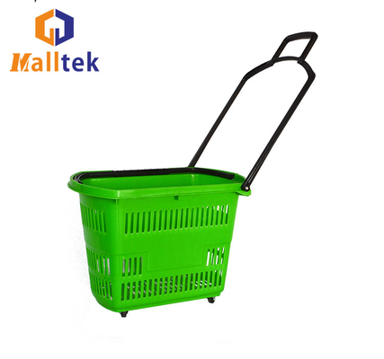 Plastic PP Supermarket Basket With Wheels 10L - 45L Capacity