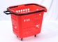 Large Capacity Plastic Supermarket Basket With 4 Wheels 15L -  45L
