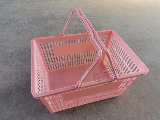 Pink Lightweight HDPP Double Handle Retail Shopping Baskets Easy To Carry