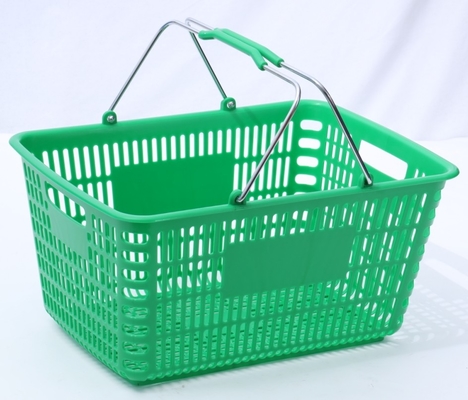 Eco Friendly Steel Handle Supermarket Shopping Hand Basket Customized Color