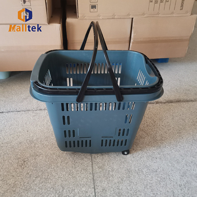 Hot Sale 55L Retail Store Rolling Shopping Baskets With 4 Casters