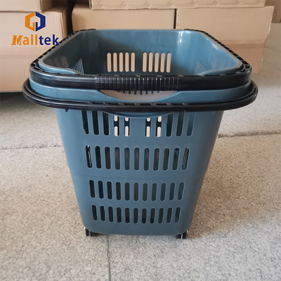 Hot Sale 55L Retail Store Rolling Shopping Baskets With 4 Casters