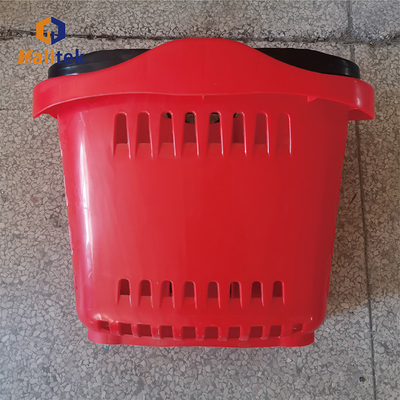 Green Supermarket Shopping Basket With Telescopic Aluminium Handle