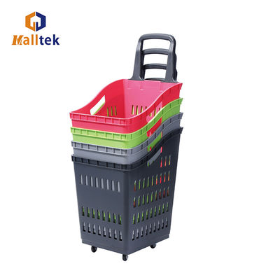 60L Large Capacity Plastic Shopping Basket With Ergonomic Handle