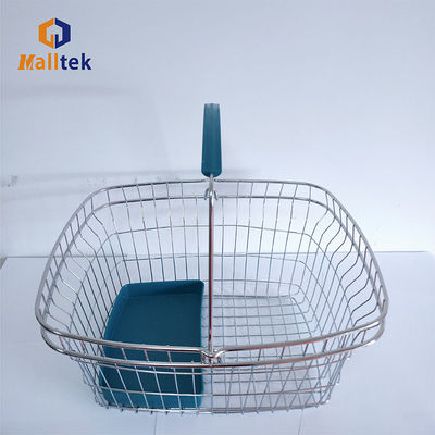 Popular Cosmetics Shop Wire Metal Grocery Shopping Basket With Plastic Tray