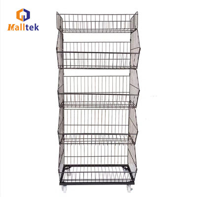 Supermarket Rolling Metal Wire Container Promotion Mesh Cage With Wheels