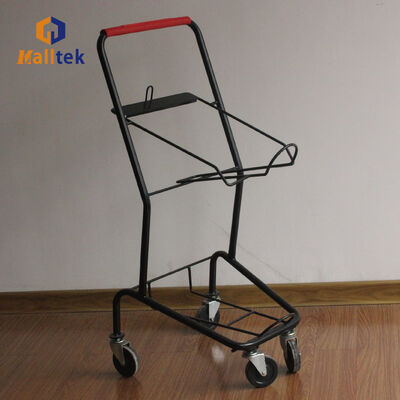 2 Tier Supermarket Shopping Trolley Basket Cart with Durable Zinc Powder Coated Finish and Custom Logo Printing for Grocery