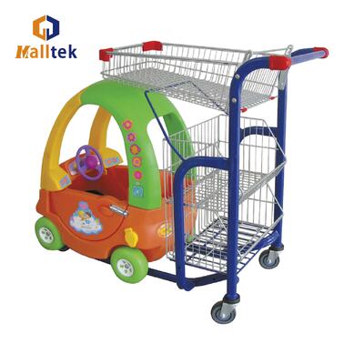 Plastic Children Supermarket Shopping Trolley with Stable Frame Large Basket and Lightweight Design Perfect for Kids Play
