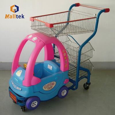 Plastic Children Supermarket Shopping Trolley with Stable Frame Large Basket and Lightweight Design Perfect for Kids Play