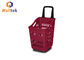 Red Color Plastic Supermarket Shopping Basket With Handle And 2 Wheels
