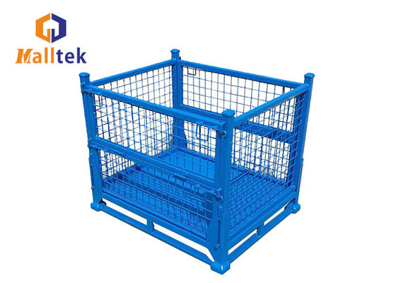 Foldable Metal Wire Mesh Stackable Pallet Cages For Logistics