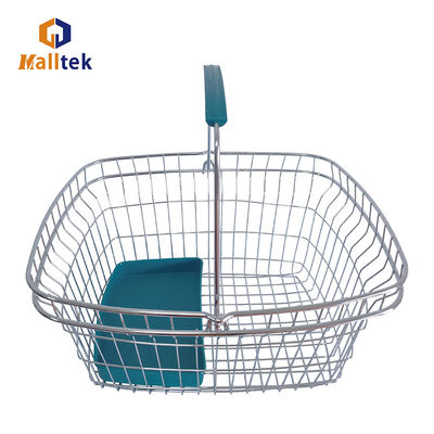 Popular Cosmetics Shop Wire Metal Grocery Shopping Basket With Plastic Tray