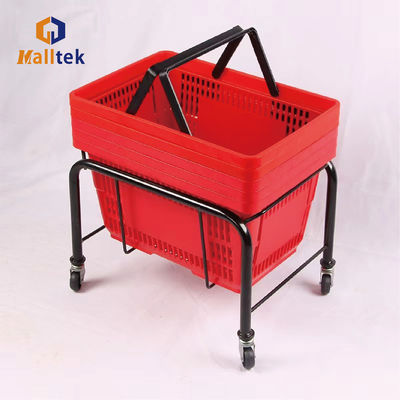 Black Or Silver Shopping Basket Holder With Four-wheel 2