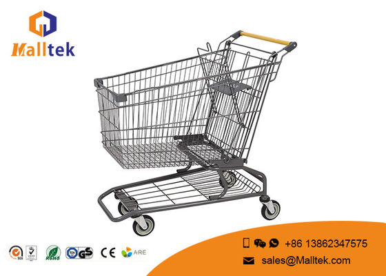 Galvanized American Style Retail Shopping Trolleys Flat Tube Foot For Hypmarket