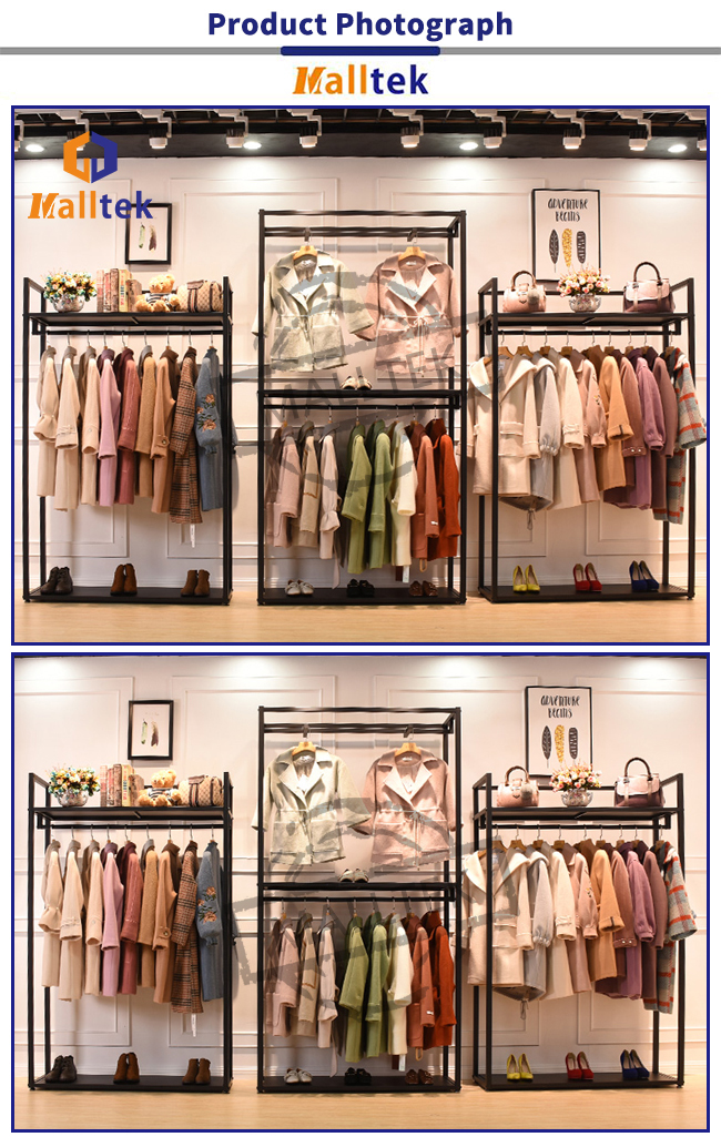 Luxury Clothing Mall Garment Display Racks Retail Garment Racks And