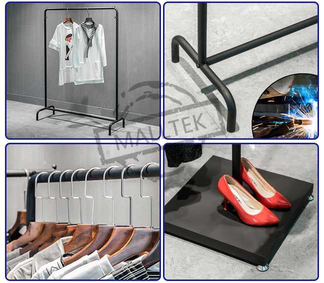 Boutique Store Garment Showroom Display Hanging Garment Racks For Shops