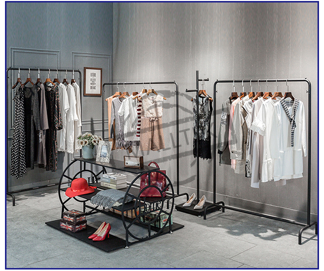 Boutique Store Garment Showroom Display Hanging Garment Racks For Shops