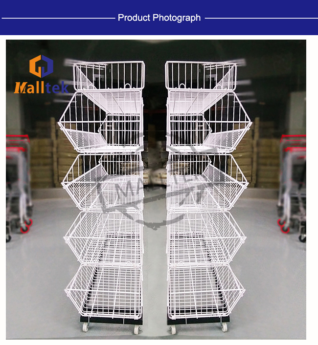 Folding Steel Stackable Wire Drawers Colorful Durable Wire Stacking Bins