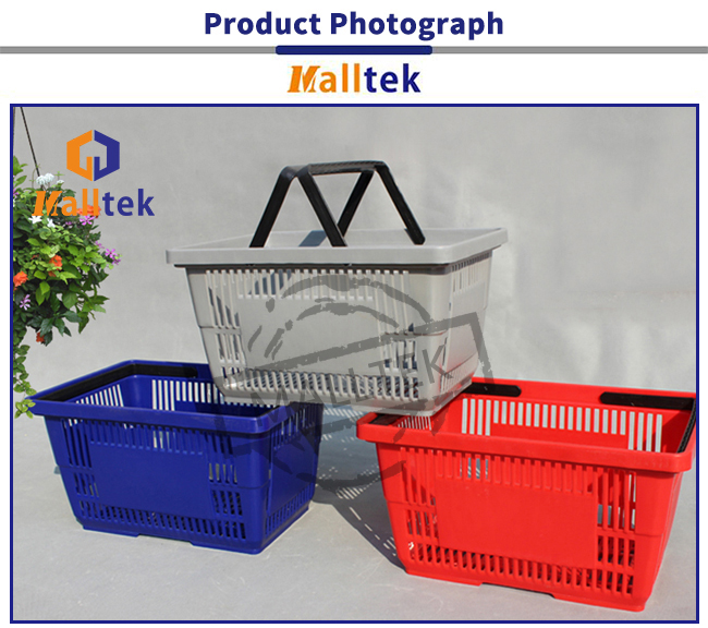 Stackable Grocery Hand Baskets 21L Plastic Carry Basket With Handle