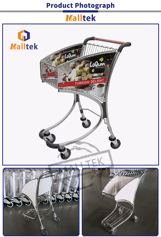 Silver Airport Luggage Trolley Airport Baggage Trolley High Strength Aluminum Alloy