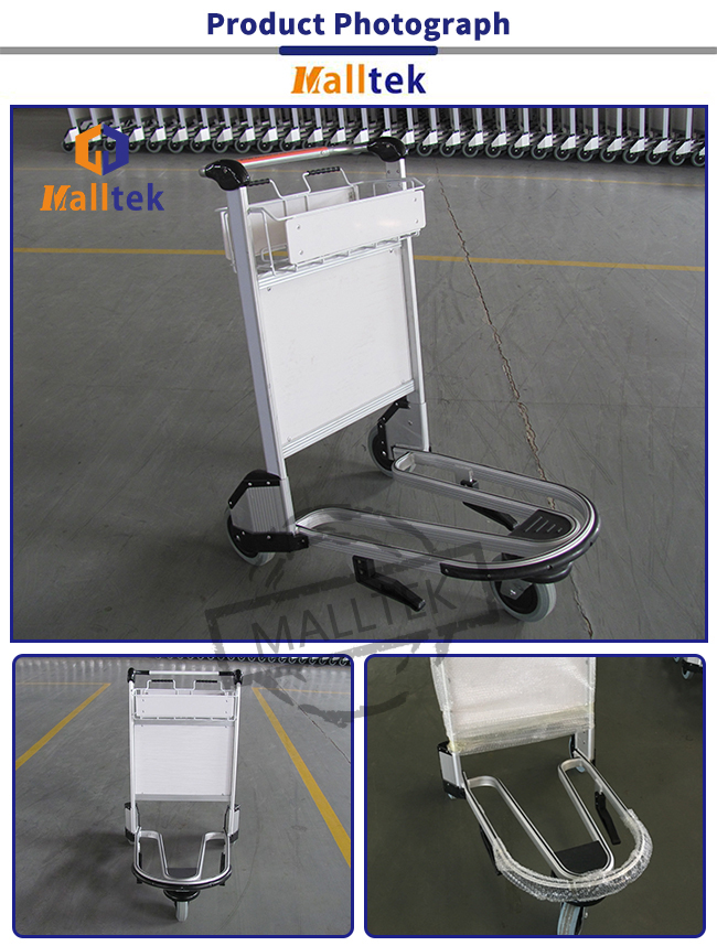 Foldable Portable Airport Baggage Cart Chrome Plated 3 Wheels Storage Usgae