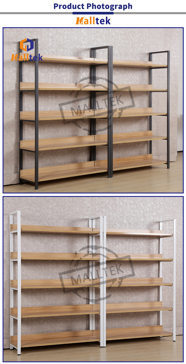 Easy Assemble Wood Display Rack Wooden Retail Display Shelves Printed Logo