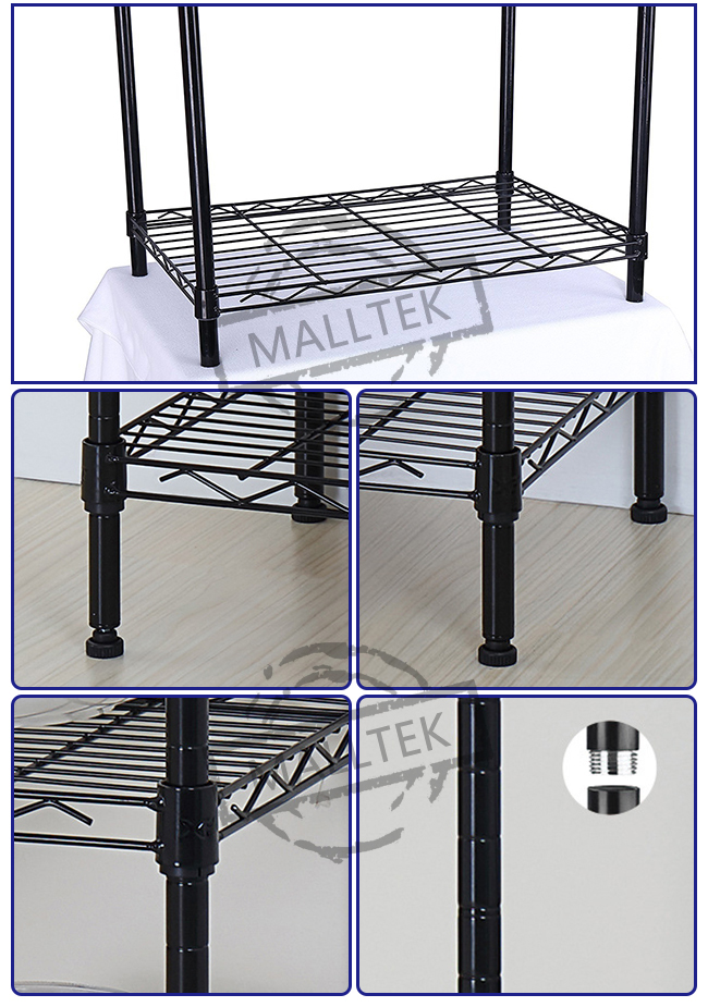 5 Tier Wire Rack Storage Shelves Chrome Plating Easy Dismantle For ...
